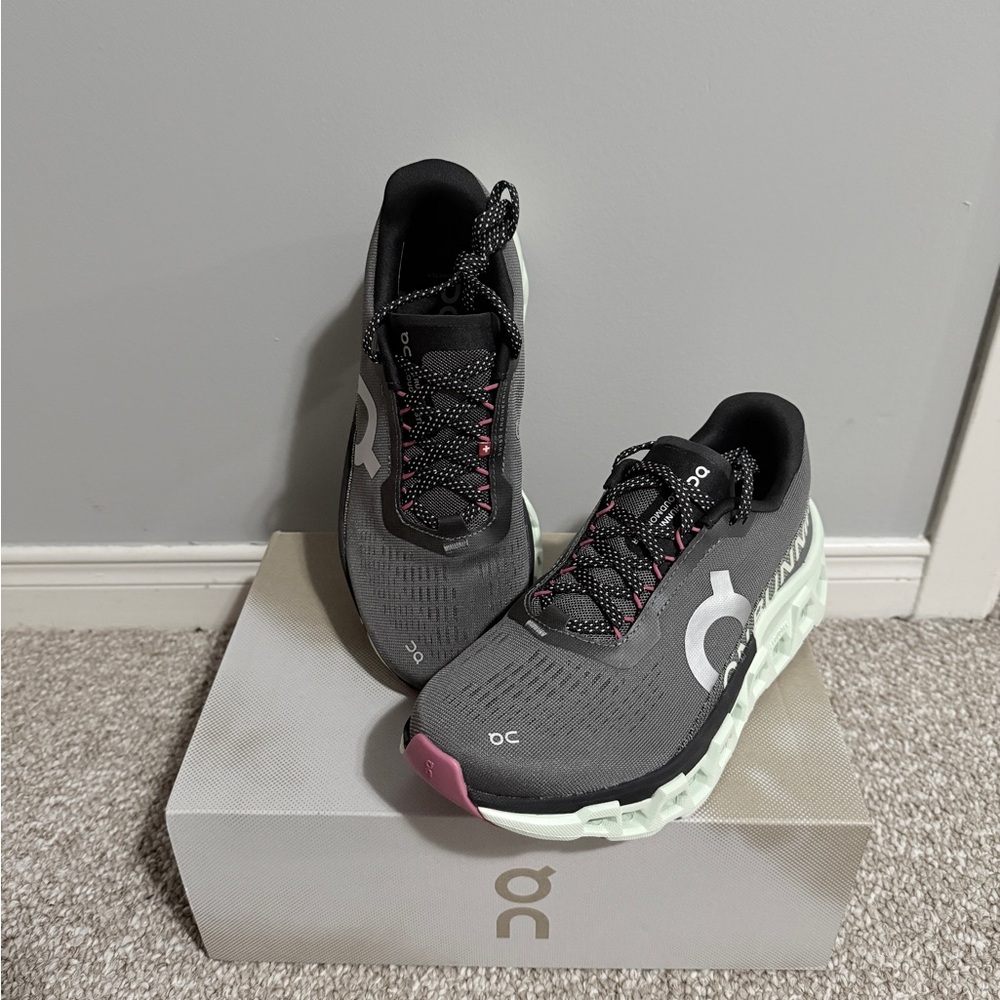 On Running Women's Gray and Pink Running Shoes.
Size 7. Purchased from SSENSE